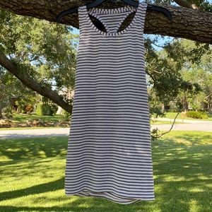 Athleta Womens Striped Racerback Blue White Gym Yoga Small